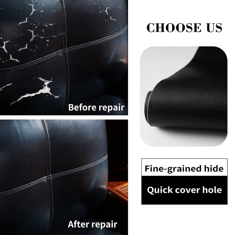 Lifeshoon Leather Repair Patch, 35X158 Inch Self Adhesive Leather Repair, Large Vinyl Patch Tape for Couches, Furniture, Car Seats, Cabinets, Wall, Handbags （Black, 35X158 Inch） - Image 4